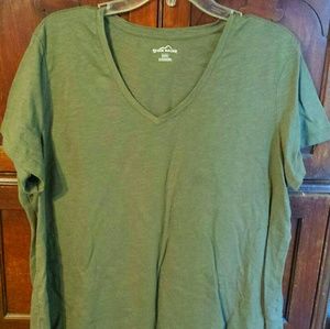 V neck olive green top